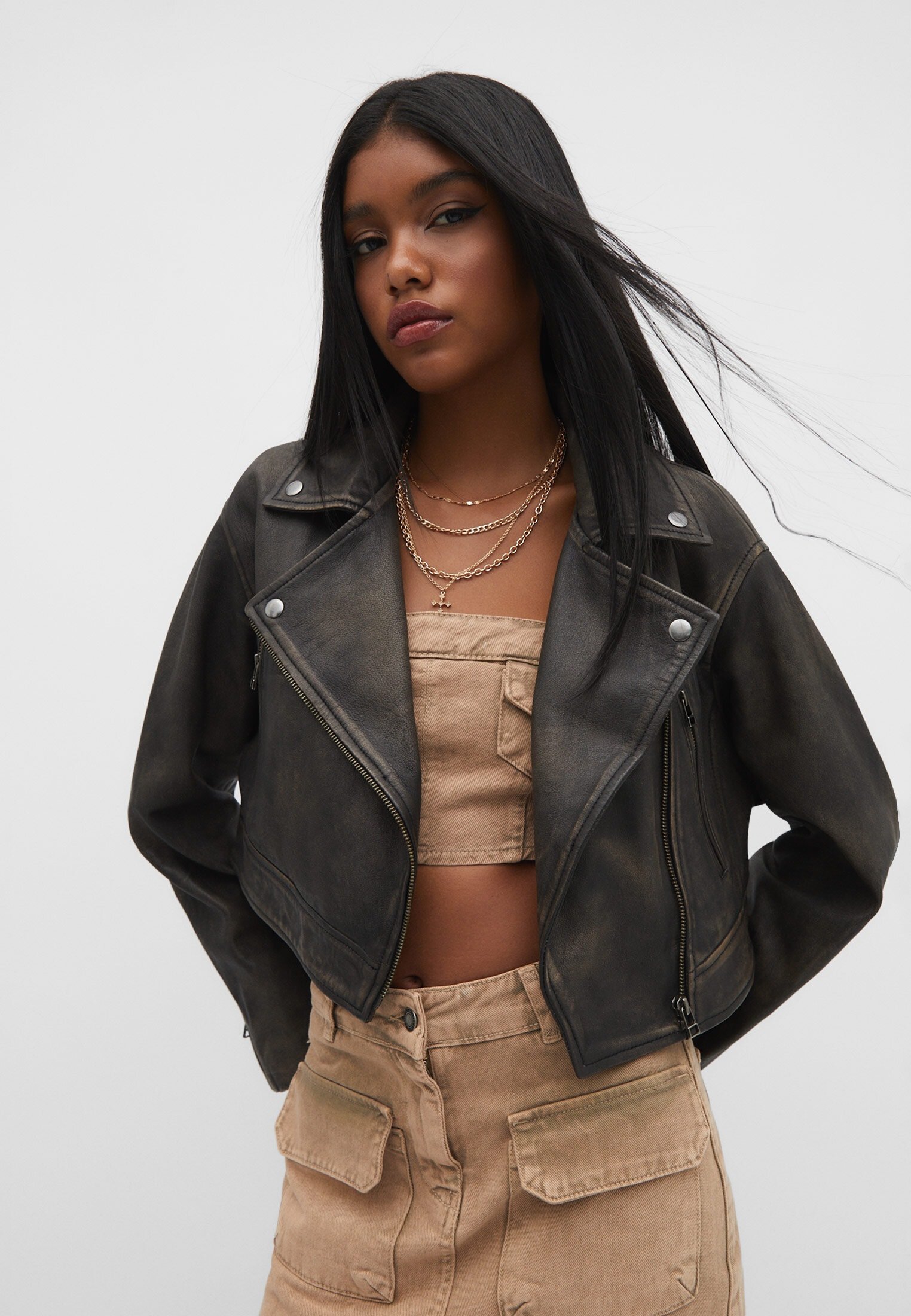 Veste en cuir large deals